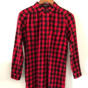 Madewell Latitude Buffalo Plaid Flannel Long Sleeve Shirt Dress Size XS